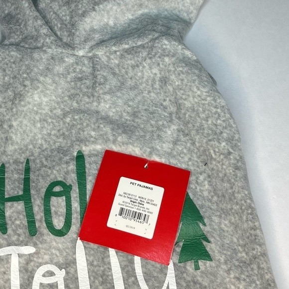 Wondershop Grey Christmas “Holly, Jolly, Holiday” Dog/Cat Pet Hooded PJs NEW! - Picture 2 of 5